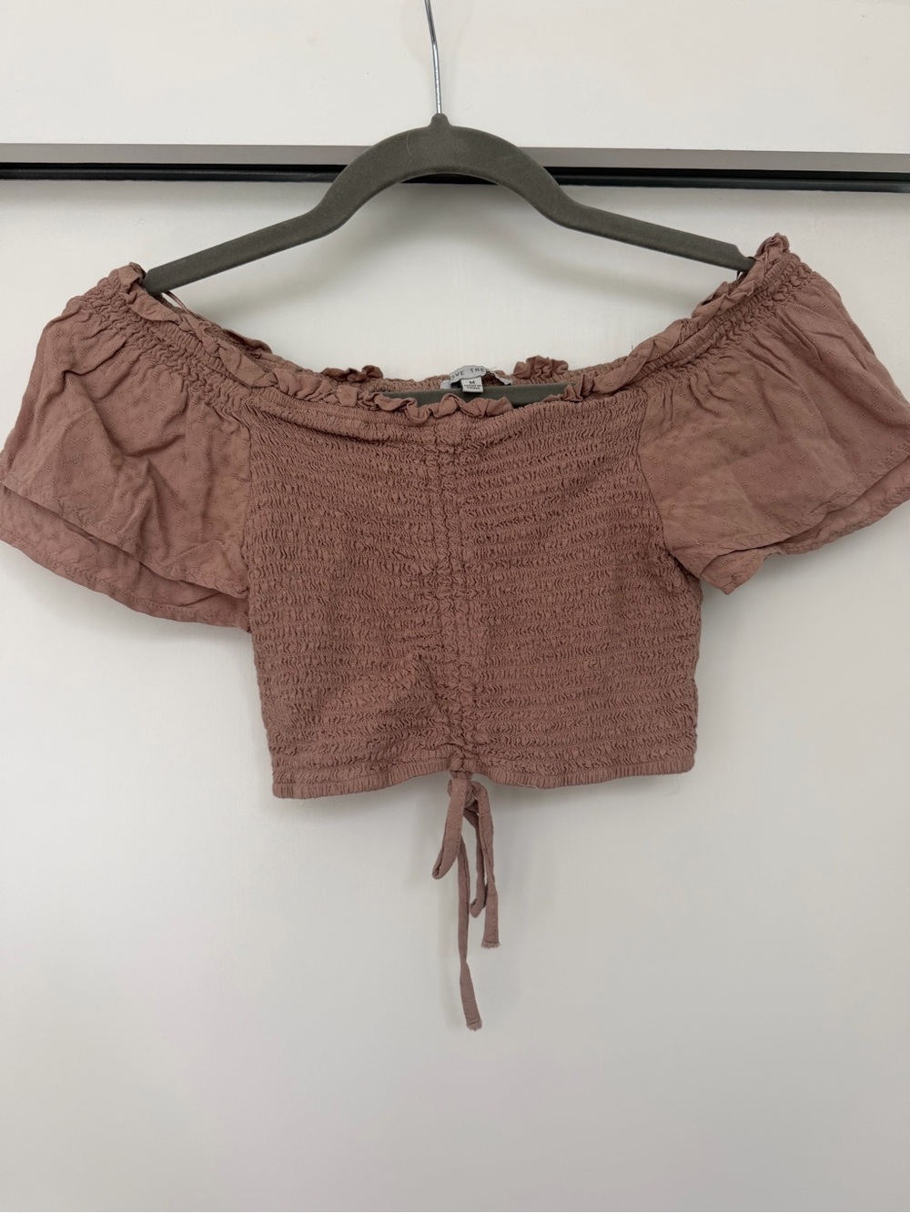 Smocked Off-Shoulder Crop Top